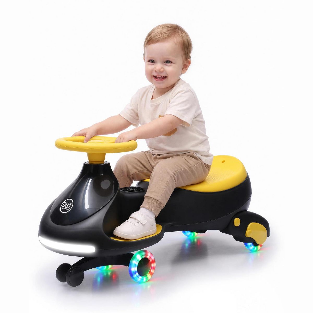 Garvee 12V Electric Wiggle Car for Kids, 2 in 1 Swing Car with Pedal, Anti-Rollover Max 3.5Mph,Max Load 66Lbs,Flashing Wheels, Music, for Toddlers