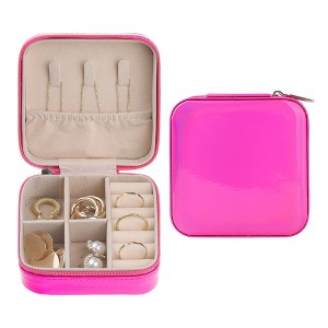 Unique Bargains Travel Square Small Portable PU Leather Jewelry Organizer Case Storage - 1 of 4