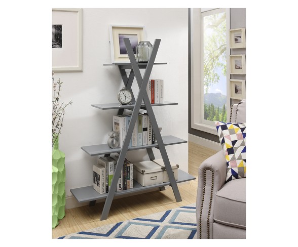 Johar 59" Oxford "A" Frame Bookshelf Gray