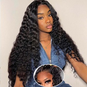 Jessie's Wig 10 Inch Deep Wave Lace Front Wig 13X4 Lace Natural Black 1 Pc/Pack - 1 of 4