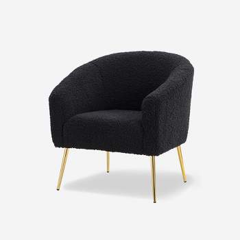 Vicenza Contemporary Wooden Upholstered Polyester Accent Barrel  Chair with Metal Legs for Bedroom and Living Room | Karat Home