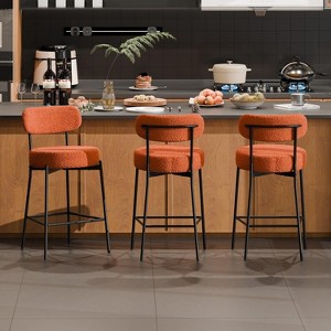 DYHOME Bar Stools Set of 3, 24 Inches Counter Height Kitchen Bar Stools with Back, Modern Metal Tall Bar Stools for Kitchen Island - 1 of 4