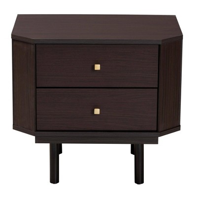 Norwood Espresso Brown and Black 2-Drawer Wooden End Table
