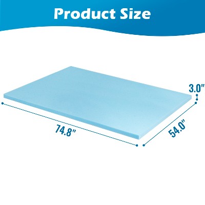 Full Size Blue Gel Memory Foam Mattress Topper