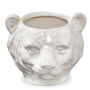 TAG Mountain Lion Ceramic Planter - 6" L x 5.5" W x 5" H - White Garden Pot for Indoor/Outdoor Use - Easy to Clean - 1 of 2