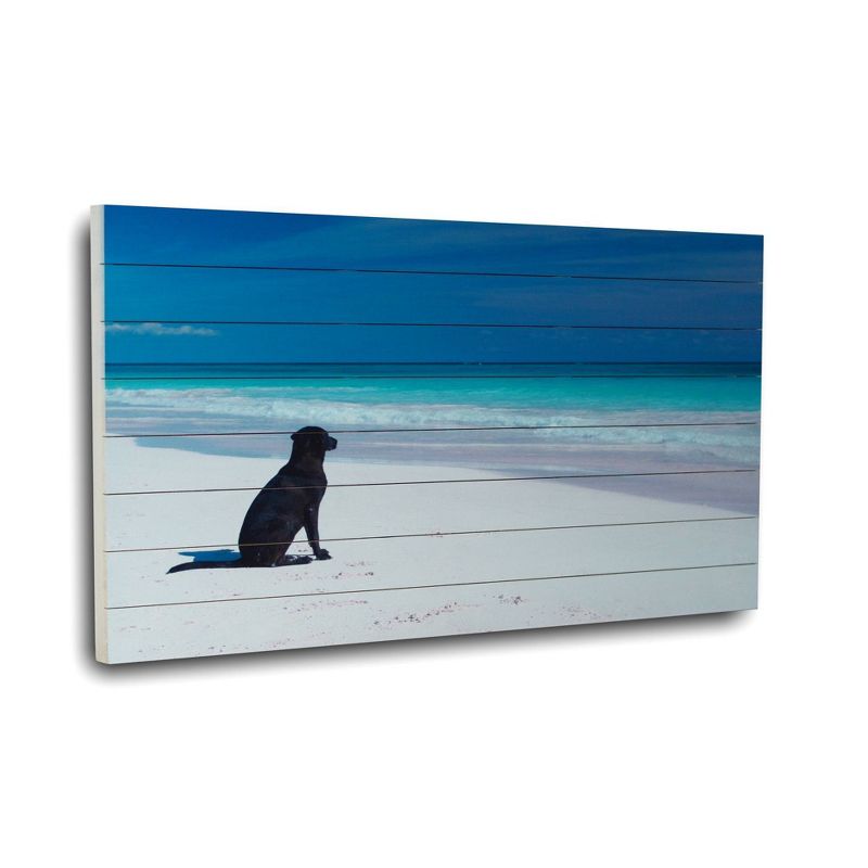 24&#34; x 36&#34; Dog on Beach Print on Planked Wood Wall Sign Panel Blue - Gallery 57, 5 of 7