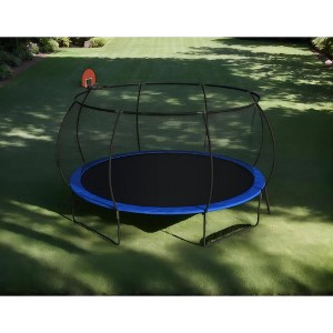 Okak 14 FT Pumpkin Trampoline with Basketball Hoop, Outdoor Trampoline with Enclosure Net and Ladder, Toddler Trampolines for Garden, Patio, Black - 1 of 4