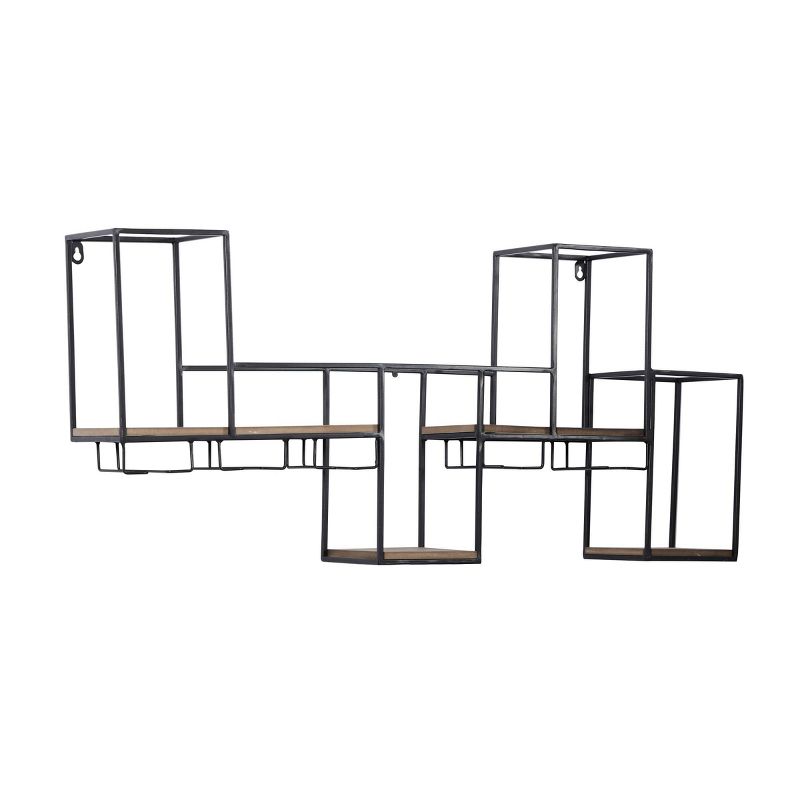 Metal Geometric 7 Bottle Wall Wine Rack with 5 Glass Holder Slots Black - Olivia &#38; May, 6 of 17
