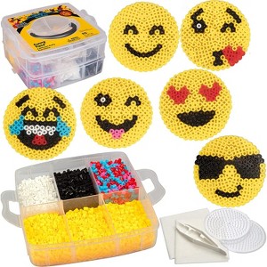 Emoji Smiley Face Fuse Beads - 6 Different Emojis - 3600pcs Beads (6 Colors), Tweezers, Peg Boards, Ironing Paper, Case - Works with Perler Beads - 1 of 3