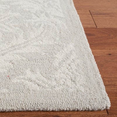 Handmade Tufted Gray Wool Rectangular Rug 30" x 4"