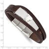 Black Bow Jewelry Stainless Steel Brown Leather Shell Pearl Adj I.D. Bracelet, 7.5-8 In - 4 of 4