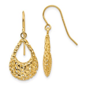 Black Bow Jewelry Small Cutout 3D Teardrop Dangle Earrings in 14k Yellow Gold - 1 of 4
