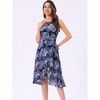Allegra K Women's Wrap Ruffle High Low Hem Round Neck Keyhole Back Sleeveless Floral Dress - 2 of 4
