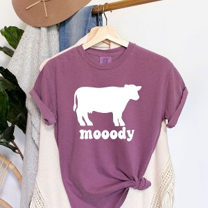 Simply Sage Market Women's Moody Cow Short Sleeve Garment Dyed Tee - 1 of 2
