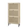 Vatros Rattan 3 Door Shoe Rack Freestanding Modern Shoe Storage Cabinet - 2 of 4