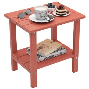 SENPUKI 2-Tier Weatherproof HDPE Side Table, Indoor-Outdoor Accent Table w/Reinforced Frame - 1 of 4