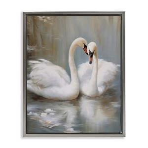 Stupell Industries Kissing Swans on Pond Floating Frame Canvas Art - 1 of 4