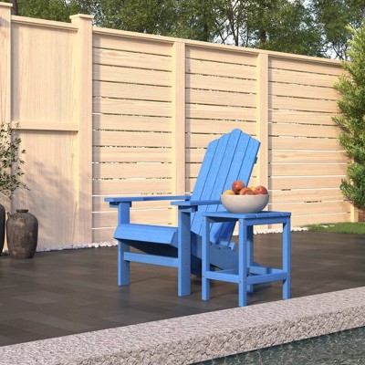 vidaXL Terrace Adirondack Chair & Table Set made of HDPE, Weather-Resistant Outdoor Furnishing - Aqua Blue