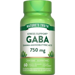 Nature's Truth GABA 750mg Capsules | 60 Count | Gamma Aminobutyric Acid Supplement | Non-GMO & Gluten Free Supplement - 1 of 4
