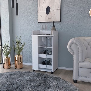 Kitchen Cart with Two-Side Shelves and Glass Door - 1 of 4