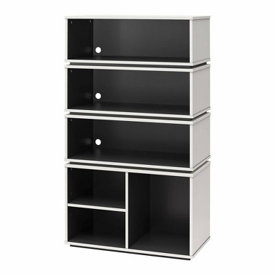 White and Black Adjustable Wood Display Storage Unit