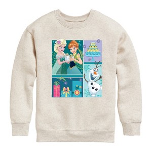 Boys' - Disney - Elsa, Olaf & Anna Birthday Celebration Graphic Long Sleeve Fleece Sweatshirt - 1 of 4