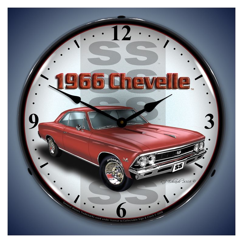 Collectable Sign & Clock | 1966 SS Chevelle LED Wall Clock Retro/Vintage, Lighted, 2 of 6
