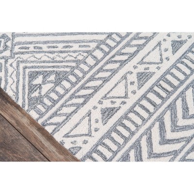 Handmade Geometric Gray Wool Rectangular Accent Rug