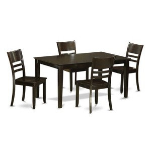HomeStock 5-Piece Rectangle Cappuccino Finish Solid Wood Top Dining table with 4 Chairs - 1 of 4