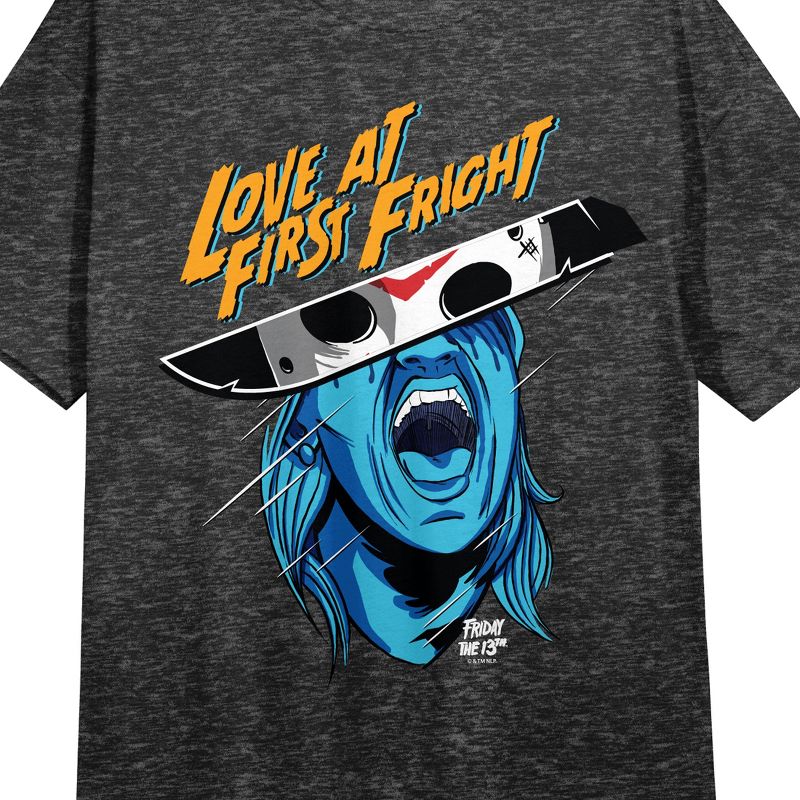 Friday The 13th Valentines Love At First Fright Crew Neck Short Sleeve Black Heather Women's Night Shirt, 2 of 3