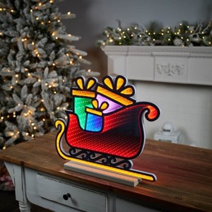 Santa’s Sleigh Ekkolight 17"L Acrylic Christmas Infinity LED Decor Red Green Holiday Display by Melrose - 1 of 2