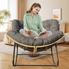 Vynxaria Series Black Gray Rattan Wicker Egg Lounge Chair Set of 1 with 450LB Steel Frame Ergonomic Rocking Base Easy Clean Gift Ready - 4 of 4