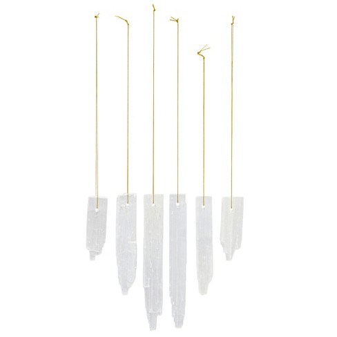 Okuna Outpost 6 Pieces Selenite Sticks with String, Crystal Wands in 3 Sizes for Decoration, Healing Ornaments - image 1 of 4