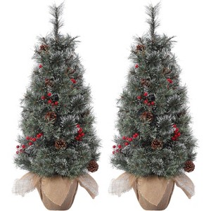 3 Ft Christmas Tree Pre-lit, Small Christmas Tree with 78 Led Lights 3 Ft, 3 Ft Christmas Tree Prelit - 1 of 4