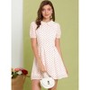 Allegra K Women's Heart Dots Print Short Sleeve A-Line Peter Pan Collar Mini Dress - 2 of 4