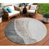 Charcoal Gray And Taupe Abstract Washable Indoor Outdoor Area Rug - 2 of 4