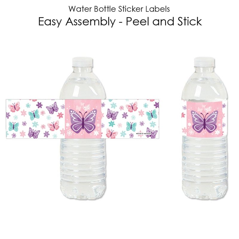 Big Dot of Happiness Beautiful Butterfly - Floral Baby Shower or Birthday Party Water Bottle Sticker Labels - Set of 20, 3 of 7