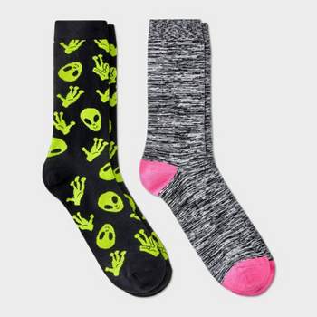 Men's Alien Print Crew Socks 2pk - Original Use™ 6-12