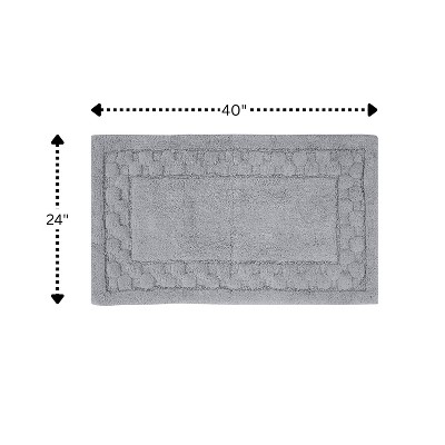 Sculptured Border Soft Plush Cotton Non-Slip Bath Rug Silver by Castle Hill