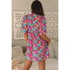 Amaryllis Women's Floral Print Babydoll Mini Dress Puff Sleeves V-Neckline Relaxed Fit Lightweight Boho Dress - 3 of 4