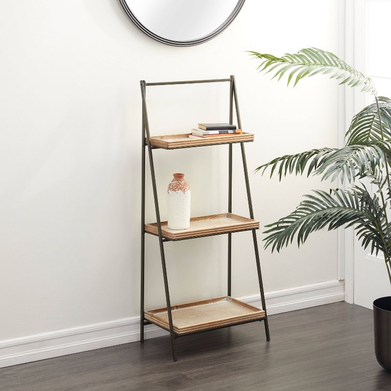 Industrial Wood Shelving Unit Brown - Olivia &#38; May, 1 of 8