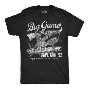 Mens Funny T Shirts Big Game Charters Sarcastic Fishing Graphic Tee For Men - Crazy Dog Men's T Shirt - 1 of 4