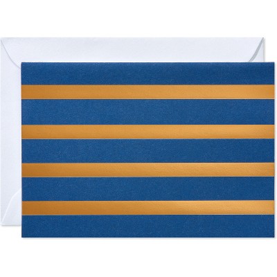 24ct Blank All Occasion Cards Gold and Navy Striped - Spritz™