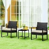 Yaheetech 3 Piece Patio Set Modern PE Bistro Furniture Conversation Sets - 2 of 4