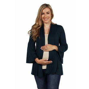 24seven Comfort Apparel Bell Sleeve Flared Open Front Maternity Cardigan - 1 of 4