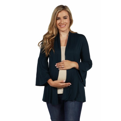 24seven Comfort Apparel Bell Sleeve Flared Open Front Maternity Cardigan - image 1 of 4