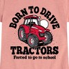 Girls' - Instant Message - Born To Drive Tractors School Fitted Short Sleeve Graphic T-Shirt - 2 of 4