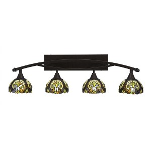 Toltec Lighting Bow 4 - Light Vanity in  Bronze with 7" Ivory Cypress Art Glass Shade - 1 of 1