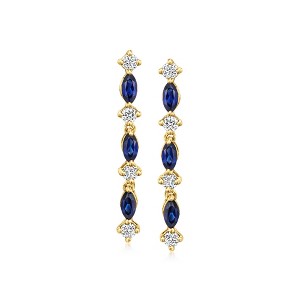 RS Pure by Ross-Simons 0.50 ct. t.w. Lab-Grown Sapphire and .30 ct. t.w. Lab-Grown Diamond Drop Earrings in 18kt Gold Vermeil - 1 of 4