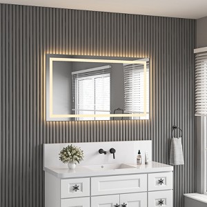 Okak Modern Front&Backlight Smart Wall Mirror for Bathroom,Aluminum Frame Anti-fog Vanity Mirror with LED Touch Screen - 1 of 4